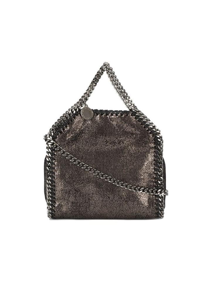Stella Mccartney Mini Metallic Pewter Falabella Shoulder Bag - Black