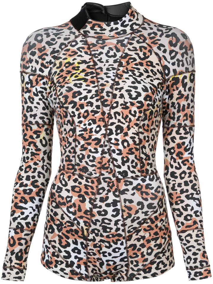 Cynthia Rowley Leopard Print Wet Suit - Brown