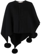 Marni Asymmetric Cape, Women's, Size: 42, Black, Virgin Wool/badger Fur