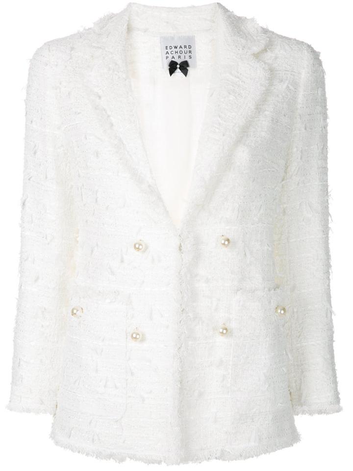 Edward Achour Paris Pearl Button Blazer - White