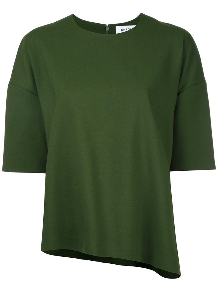 Enföld - Half Sleeve Asymmetric Top - Women - Polyester/polyurethane/rayon - 36, Green, Polyester/polyurethane/rayon