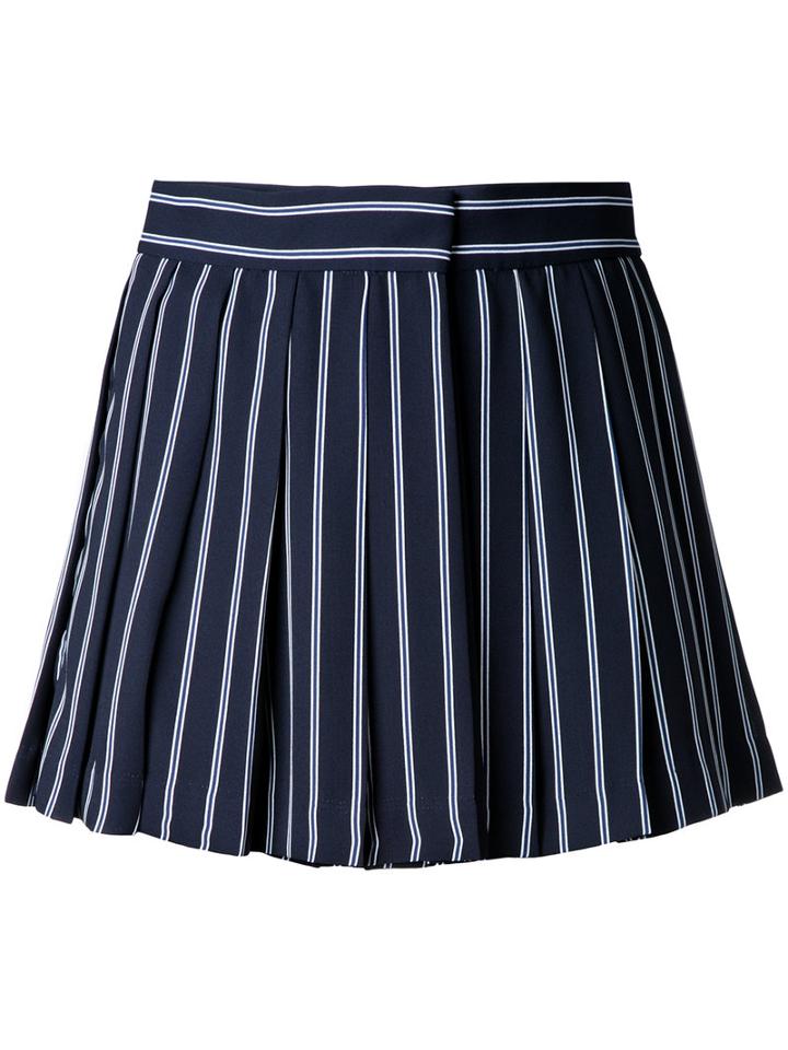 Mikio Sakabe High Waist Pleated Stripe Shorts, Women's, Size: Small, Blue, Polyester
