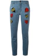 Mr & Mrs Italy Multi Patch Jeans, Size: 38, Blue, Cotton/spandex/elastane