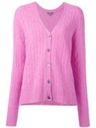 N.peal Oversize Box Cable Cardigan, Women's, Size: Medium, Pink/purple, Cashmere