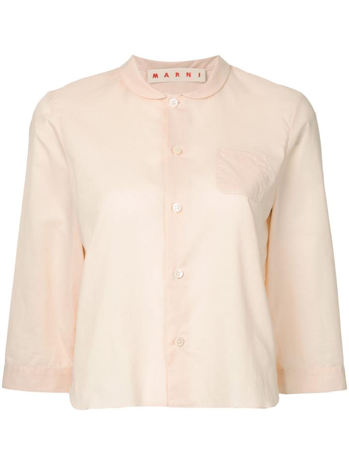 Marni Cropped Sleeve Pan Collar Shirt - Pink & Purple