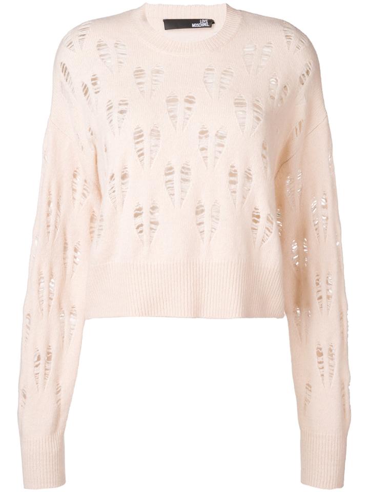 Love Moschino Distressed Heart Jumper - Pink & Purple