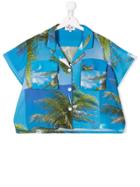 Natasha Zinko Kids Palm Tree Shirt - Blue