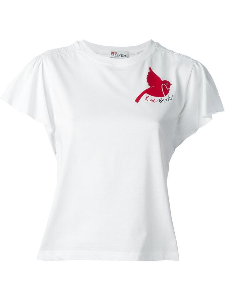 Red Valentino Flutter Short Sleeve T-shirt, Women's, Size: S, White, Cotton