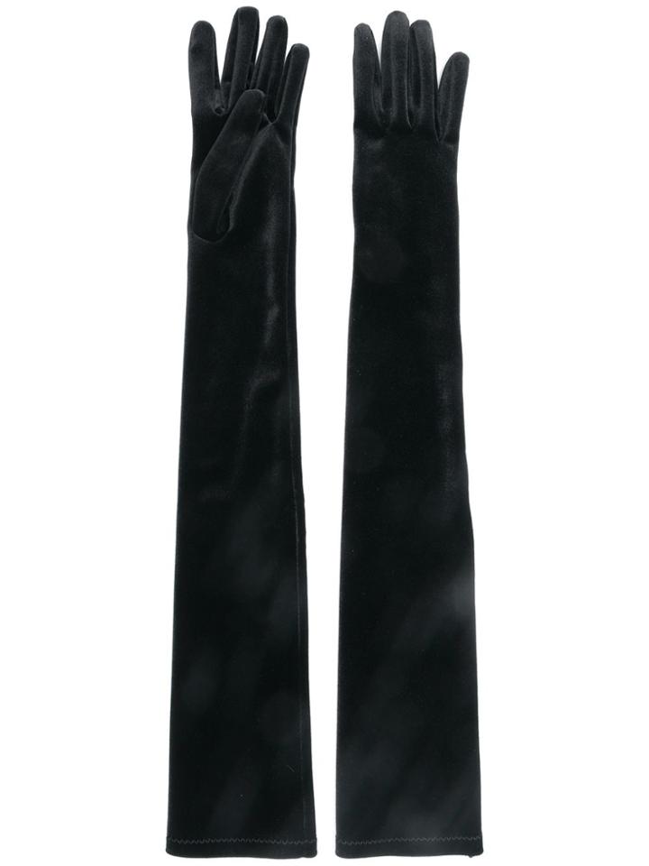 Alberta Ferretti Velvet Elbow Length Gloves - Black