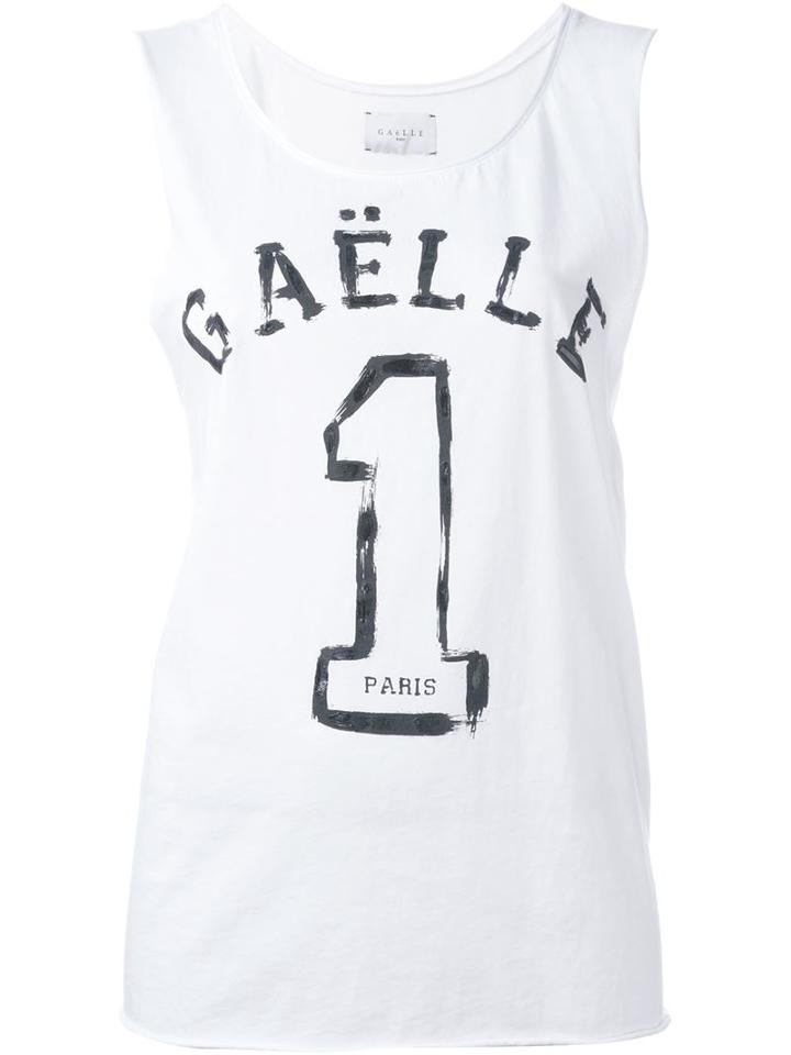 Gaelle Bonheur Logo Print Tank Top, Women's, Size: 1, White, Cotton