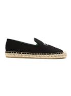 Blue Bird Shoes Look Embroidered Espadrilles - Black