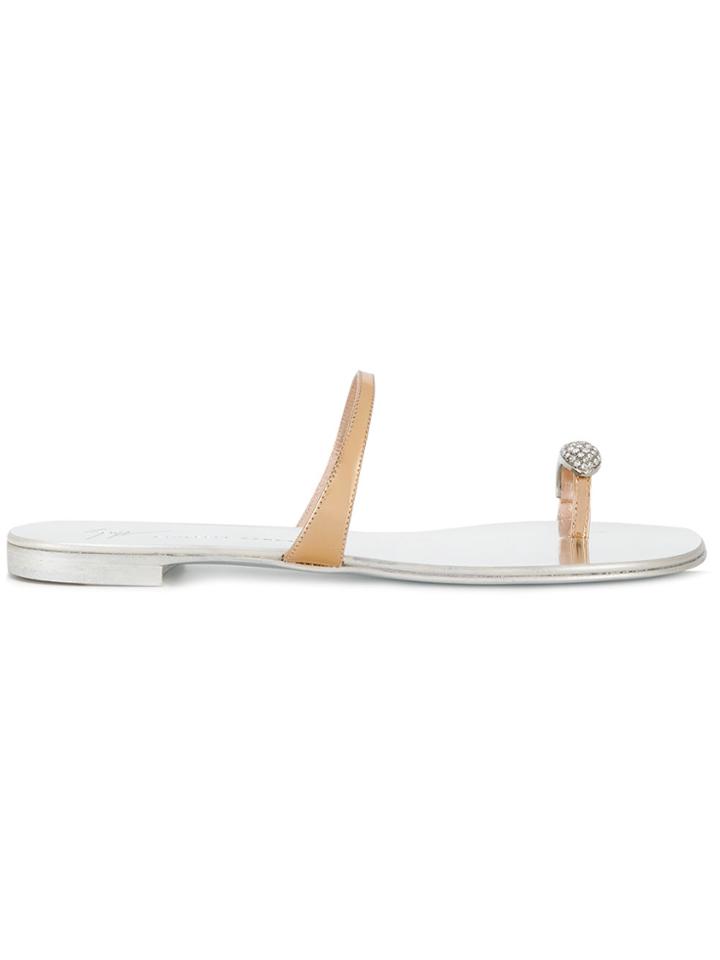 Giuseppe Zanotti Design Ring Flat Sandals - Metallic