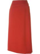Maison Margiela Slash Detail Skirt, Women's, Size: 42, Red, Viscose/virgin Wool