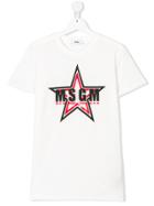 Msgm Kids Star Logo Printed T-shirt - White