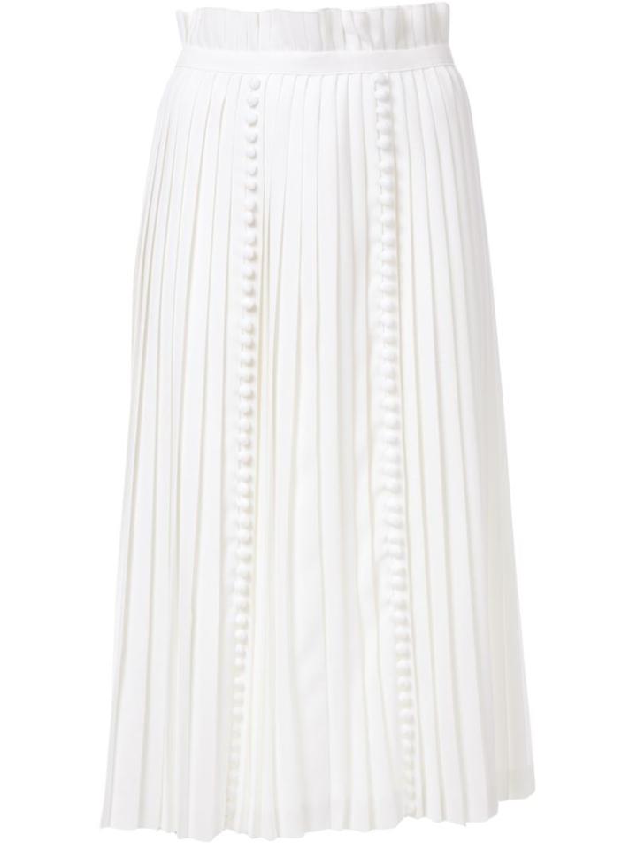 Taro Horiuchi Pleated Midi Skirt, Women's, Size: 2, White, Polyester/cupro/triacetate