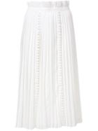 Taro Horiuchi Pleated Midi Skirt, Women's, Size: 2, White, Polyester/cupro/triacetate
