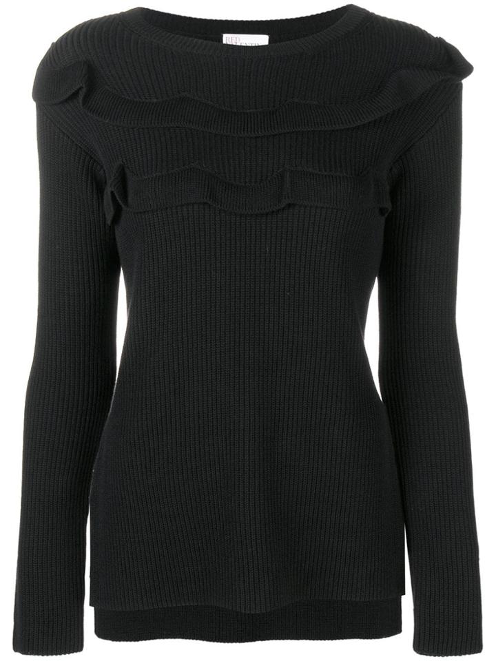 Red Valentino Frill Trim Sweater - Black