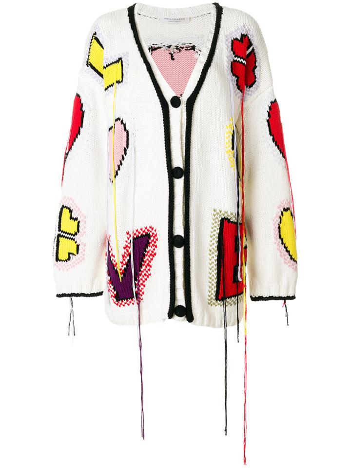 Philosophy Di Lorenzo Serafini Heart Oversized Cardigan - White