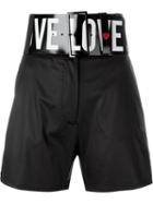 Love Moschino High Waist Printed Belt Shorts