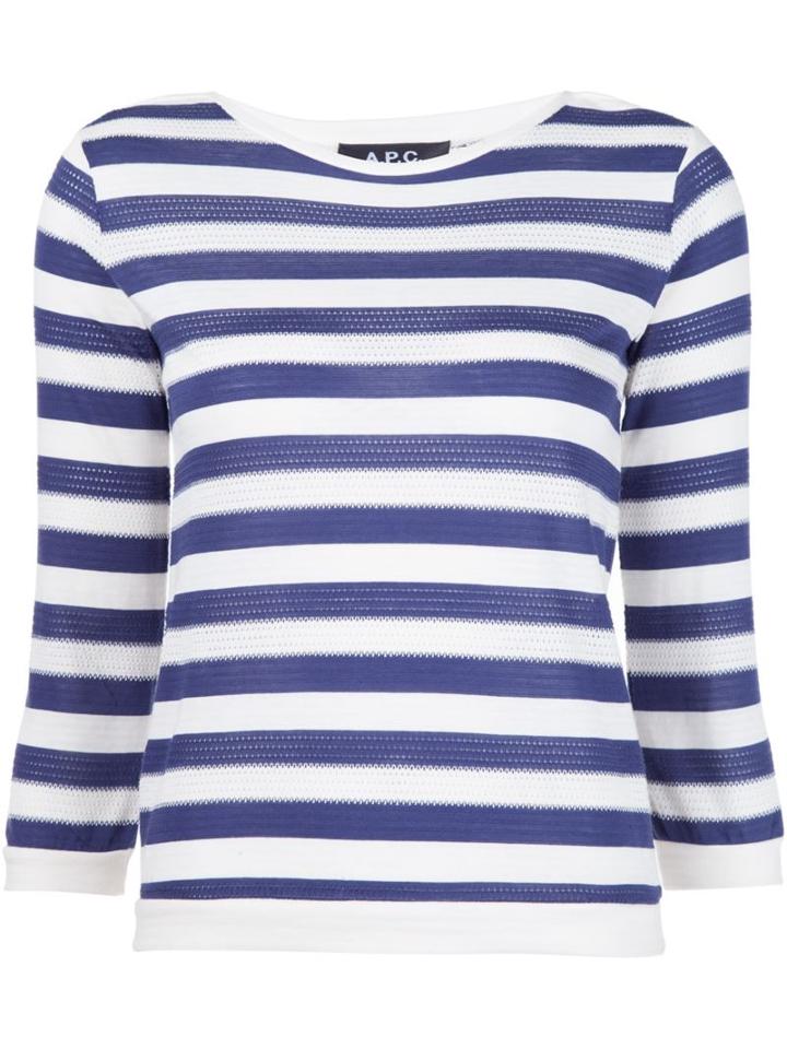 A.p.c. Striped Top, Women's, Size: Medium, Blue, Cotton