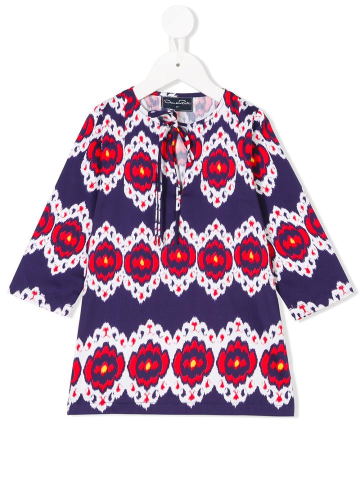 Oscar De La Renta Kids - Floral Print Top - Kids - Cotton - 5 Yrs, Blue