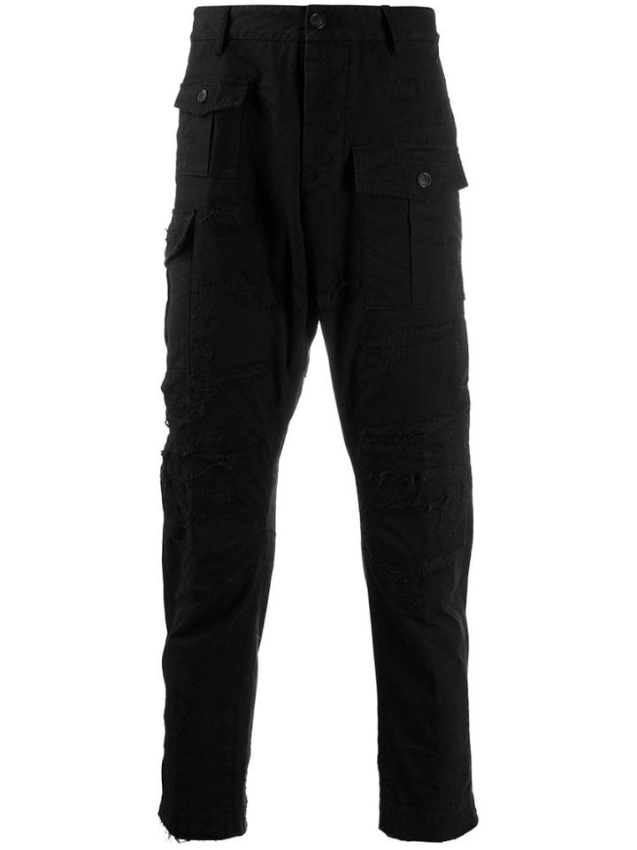 Dsquared2 Zipped Combat Cargo Trousers - Black