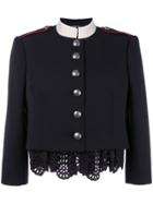 Alexander Mcqueen Military Lace Insert Jacket - Black
