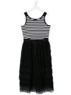 Monnalisa Teen Party Dress With Stripes - Black