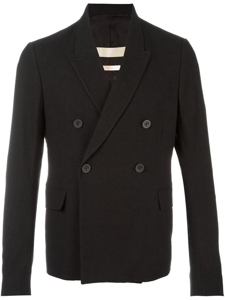 Rick Owens - Double Breasted Blazer - Men - Cotton/linen/flax/cupro/virgin Wool - 50, Black, Cotton/linen/flax/cupro/virgin Wool
