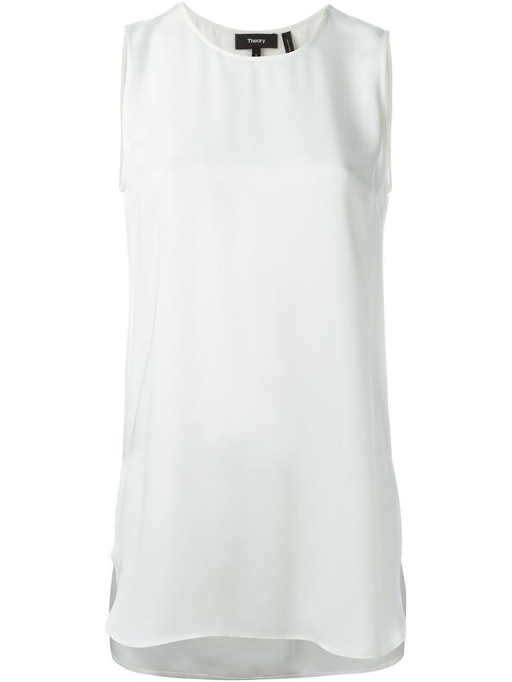 Theory Back Box Pleat Top, Women's, Size: Medium, White, Silk