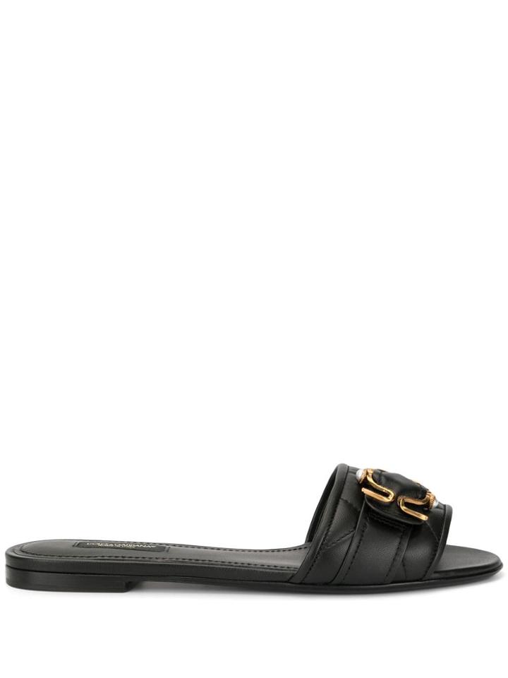 Dolce & Gabbana Quilted Slide Sandals - Black