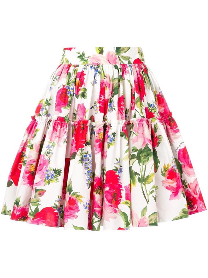 Dolce & Gabbana Floral-print Skirt - White