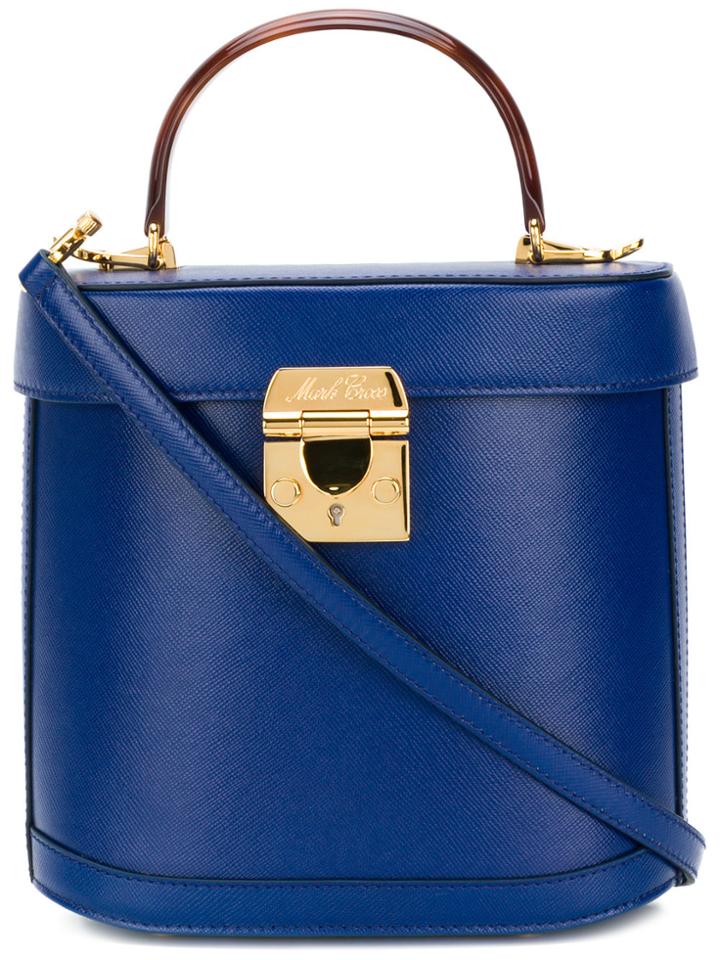 Mark Cross Cross Grain Benchley Tote With Tortoise Handle - Blue