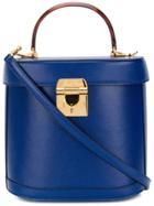 Mark Cross Cross Grain Benchley Tote With Tortoise Handle - Blue