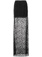 Baja East Lace Overlay Long Skirt - Black