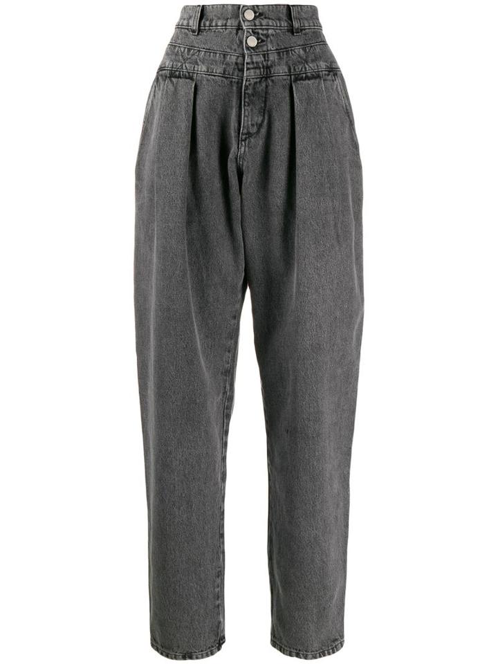 Alberta Ferretti Pleated Denim Trousers - Grey