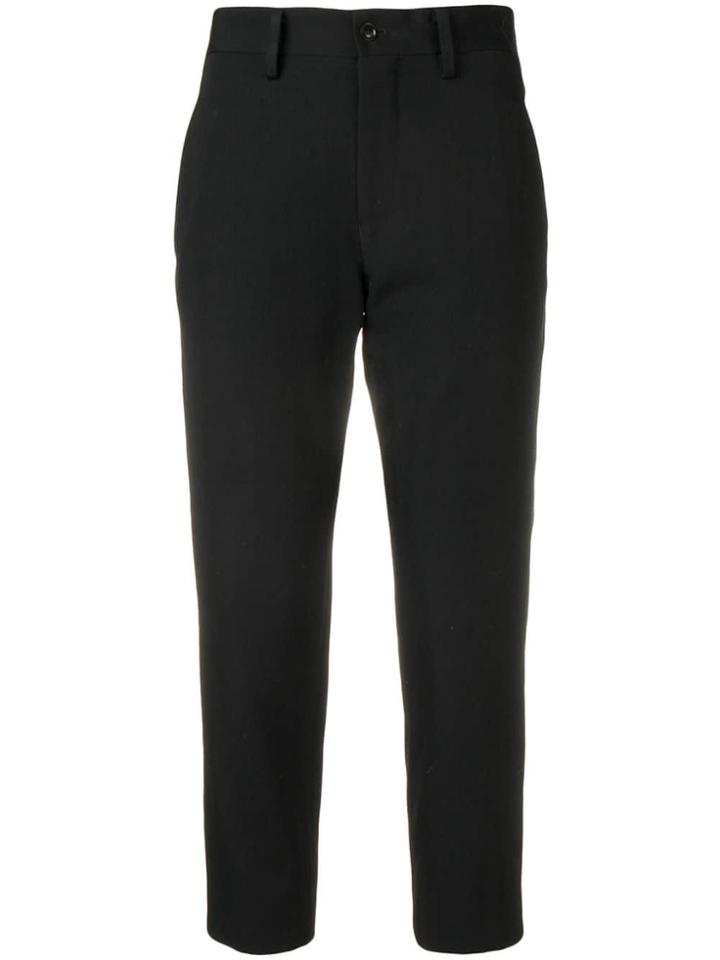 Y's Cropped Slim-fit Trousers - Black
