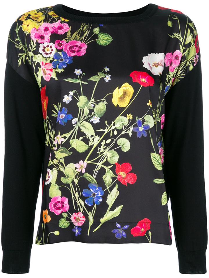 Blugirl Poppy Print Sweatshirt - Black
