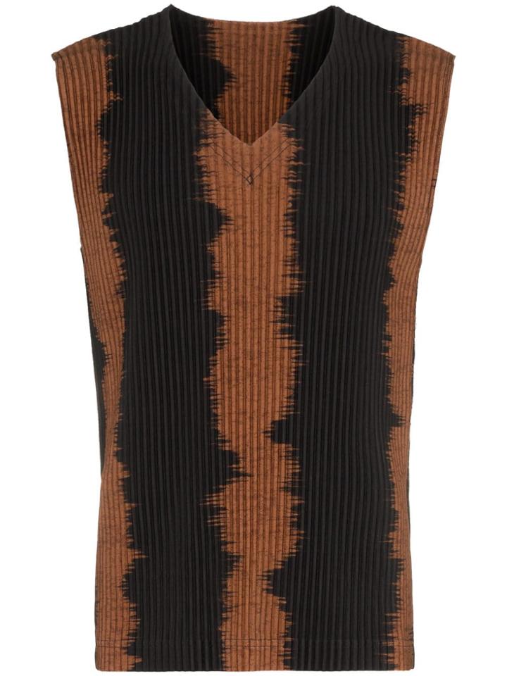 Homme Plissé Issey Miyake Brown And Black Pleated Vest Top