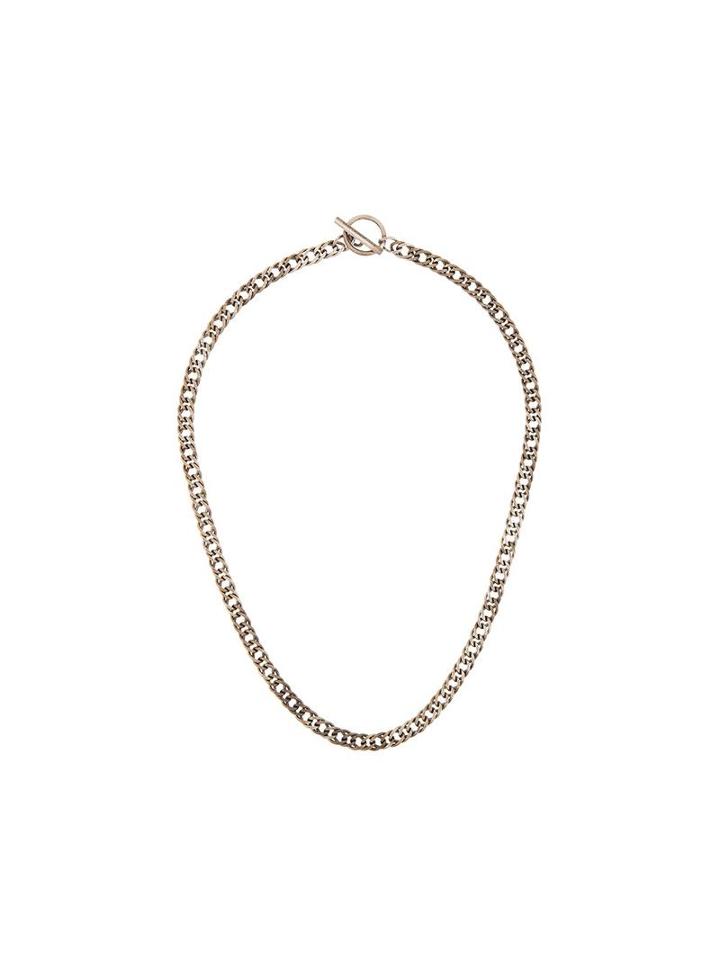 Saint Laurent Flat Curb Chain Necklace, Men's, Metallic