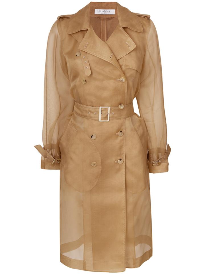 Max Mara Double Breasted Sheer Coat - Nude & Neutrals