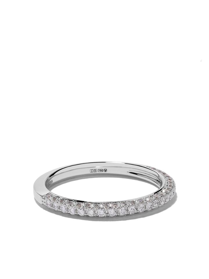 De Beers 18kt White Gold Db Darling Half Pavé Diamond Band -