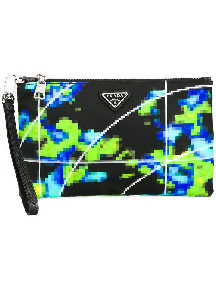 Prada Digital Print Clutch, Men's, Black