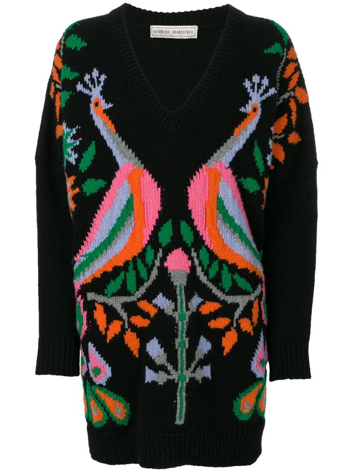 Veronique Branquinho Peacock V-neck Sweater - Black