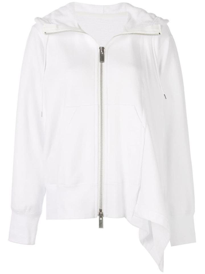 Sacai Zip Front Asymmetric Hem Hoodie - White