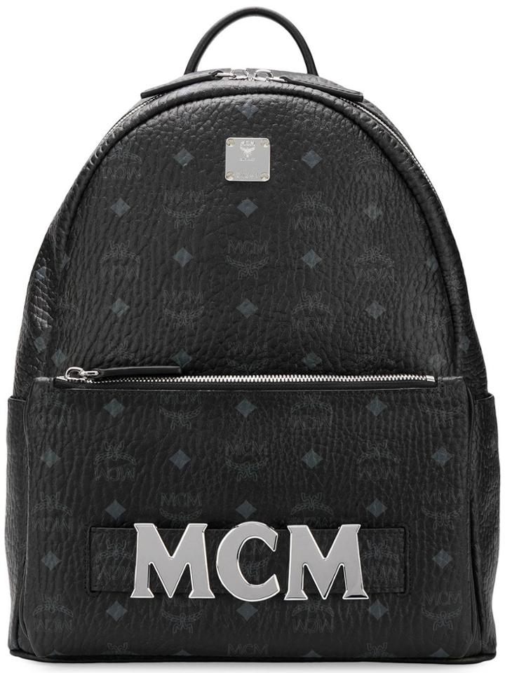 Mcm Monogram Print Backpack - Black