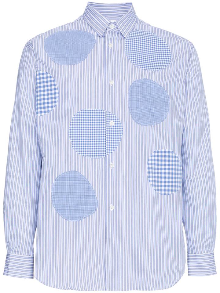 Comme Des Garçons Shirt Cotton Shirt With Cut Out Spots - Blue