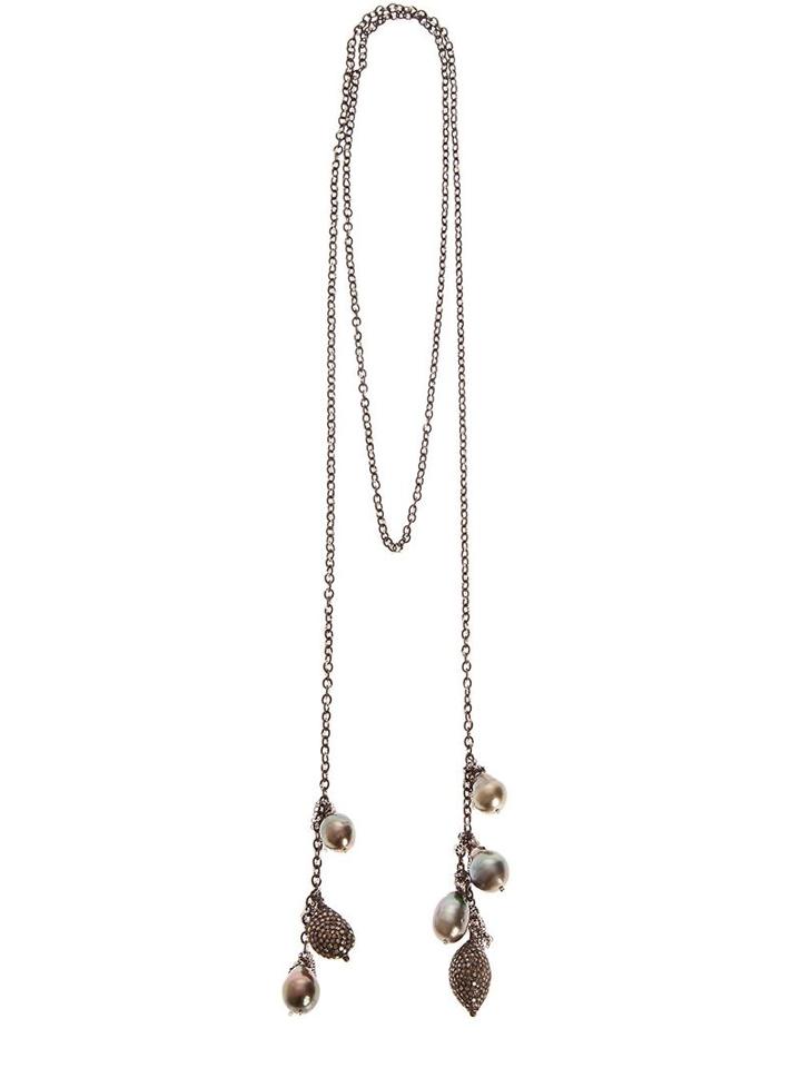 Samira13 Silver Charm Necklace, Women's, Black