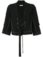 Victor Alfaro Lace-up Cropped Jacket, Women's, Size: 2, Black, Elastodiene/viscose