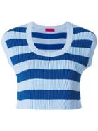 The Gigi Cropped Stripe Sweater Vest - Blue